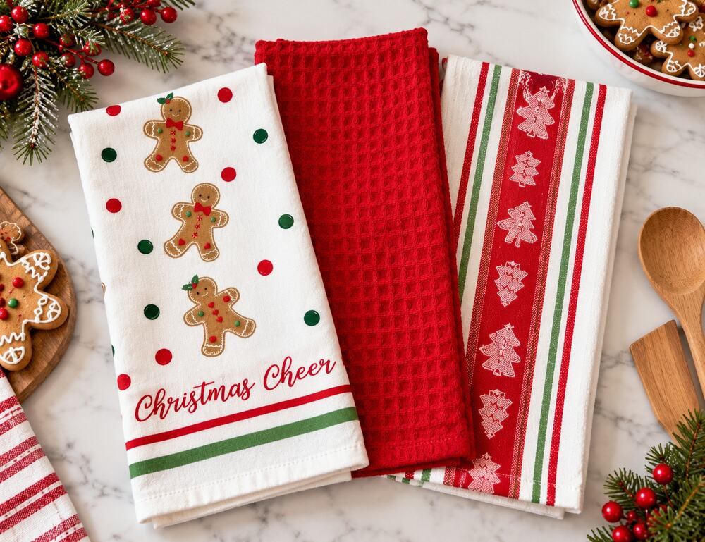 Martha Stewart Christmas Gingerbread Kitchen Towels Set of 3 NWT